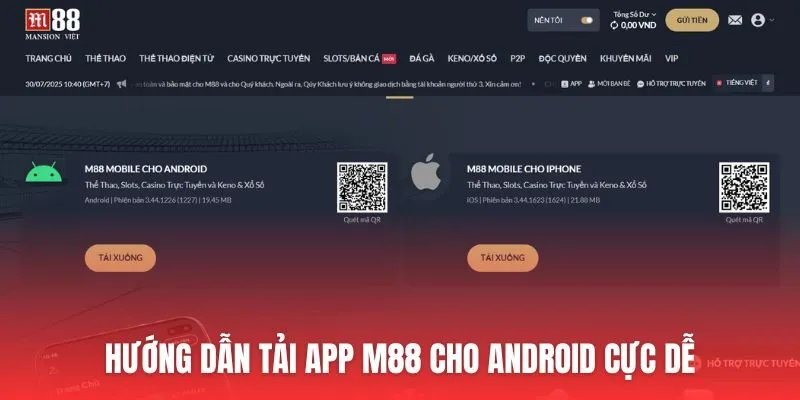 Hướng dẫn tải app M88 cho Android cực dễ